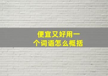 便宜又好用一个词语怎么概括