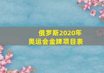 俄罗斯2020年奥运会金牌项目表