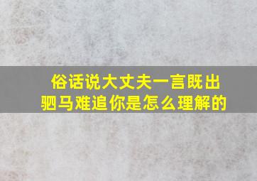 俗话说大丈夫一言既出驷马难追你是怎么理解的