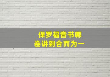 保罗福音书哪卷讲到合而为一