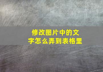 修改图片中的文字怎么弄到表格里