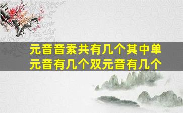 元音音素共有几个其中单元音有几个双元音有几个