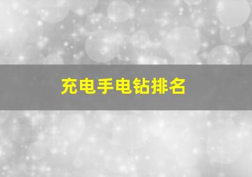 充电手电钻排名