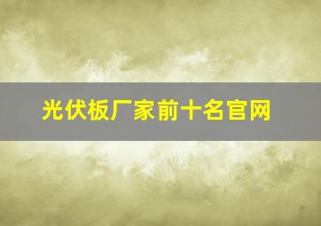 光伏板厂家前十名官网