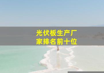 光伏板生产厂家排名前十位