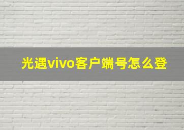 光遇vivo客户端号怎么登