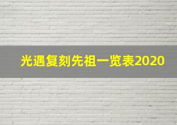 光遇复刻先祖一览表2020