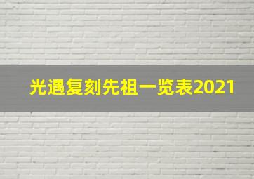 光遇复刻先祖一览表2021