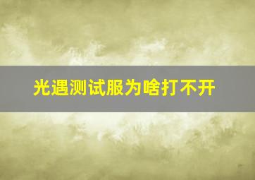 光遇测试服为啥打不开