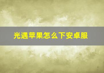 光遇苹果怎么下安卓服