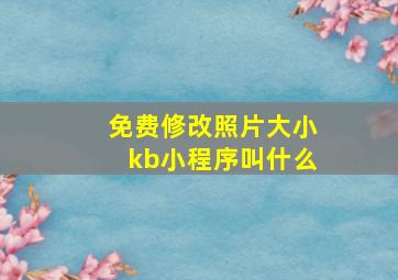 免费修改照片大小kb小程序叫什么