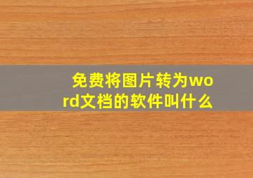 免费将图片转为word文档的软件叫什么