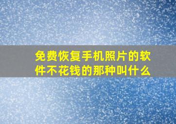 免费恢复手机照片的软件不花钱的那种叫什么