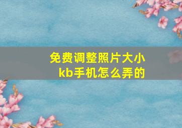 免费调整照片大小kb手机怎么弄的