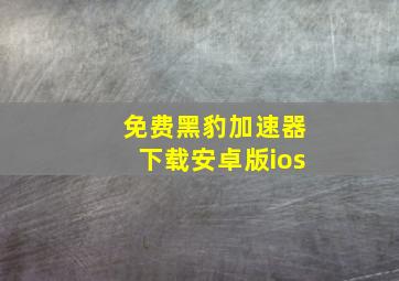 免费黑豹加速器下载安卓版ios