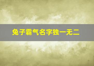 兔子霸气名字独一无二