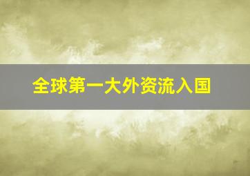 全球第一大外资流入国