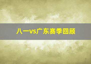 八一vs广东赛季回顾