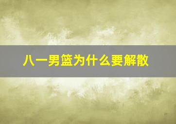 八一男篮为什么要解散