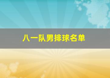 八一队男排球名单