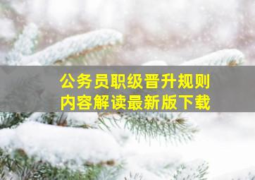 公务员职级晋升规则内容解读最新版下载