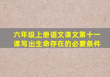 六年级上册语文课文第十一课写出生命存在的必要条件