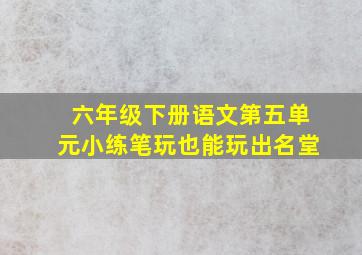 六年级下册语文第五单元小练笔玩也能玩出名堂