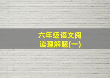 六年级语文阅读理解题(一)