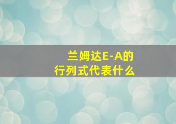 兰姆达E-A的行列式代表什么