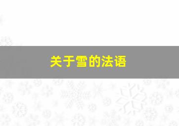 关于雪的法语