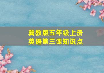 冀教版五年级上册英语第三课知识点