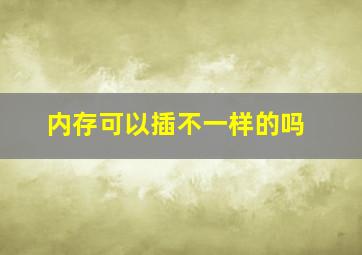 内存可以插不一样的吗