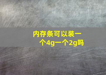 内存条可以装一个4g一个2g吗