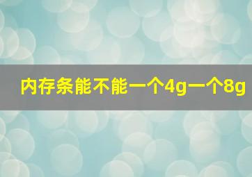 内存条能不能一个4g一个8g