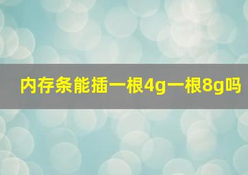 内存条能插一根4g一根8g吗