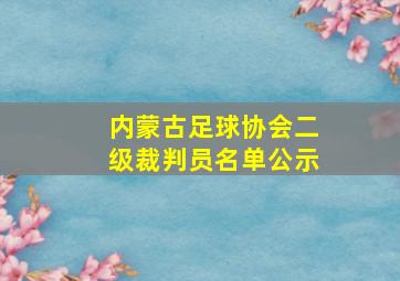 内蒙古足球协会二级裁判员名单公示