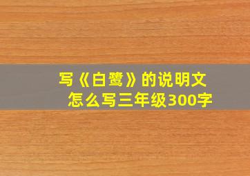 写《白鹭》的说明文怎么写三年级300字