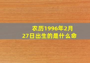 农历1996年2月27日出生的是什么命