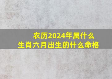 农历2024年属什么生肖六月出生的什么命格