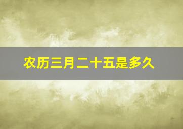 农历三月二十五是多久