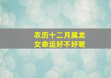 农历十二月属龙女命运好不好呢