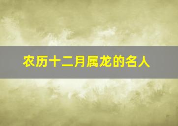 农历十二月属龙的名人