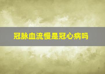 冠脉血流慢是冠心病吗