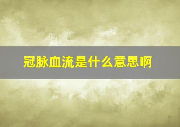 冠脉血流是什么意思啊