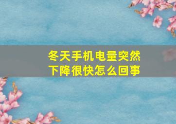 冬天手机电量突然下降很快怎么回事