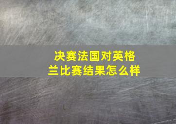 决赛法国对英格兰比赛结果怎么样