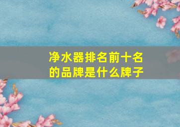 净水器排名前十名的品牌是什么牌子