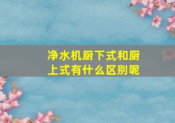 净水机厨下式和厨上式有什么区别呢