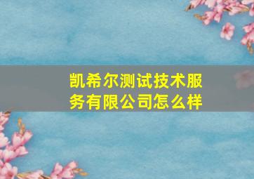 凯希尔测试技术服务有限公司怎么样