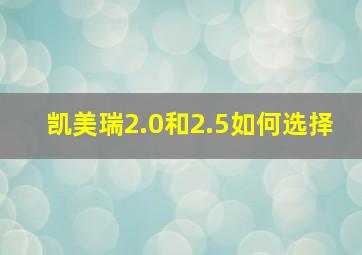 凯美瑞2.0和2.5如何选择